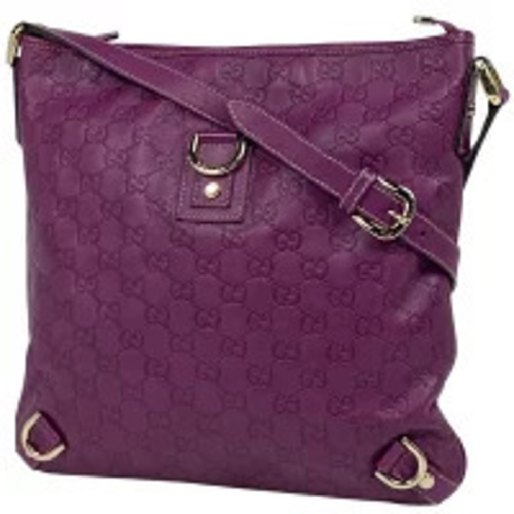 Gucci Guccissima Shoulder Bag Crossbody Abbey Messenger Leather Purple